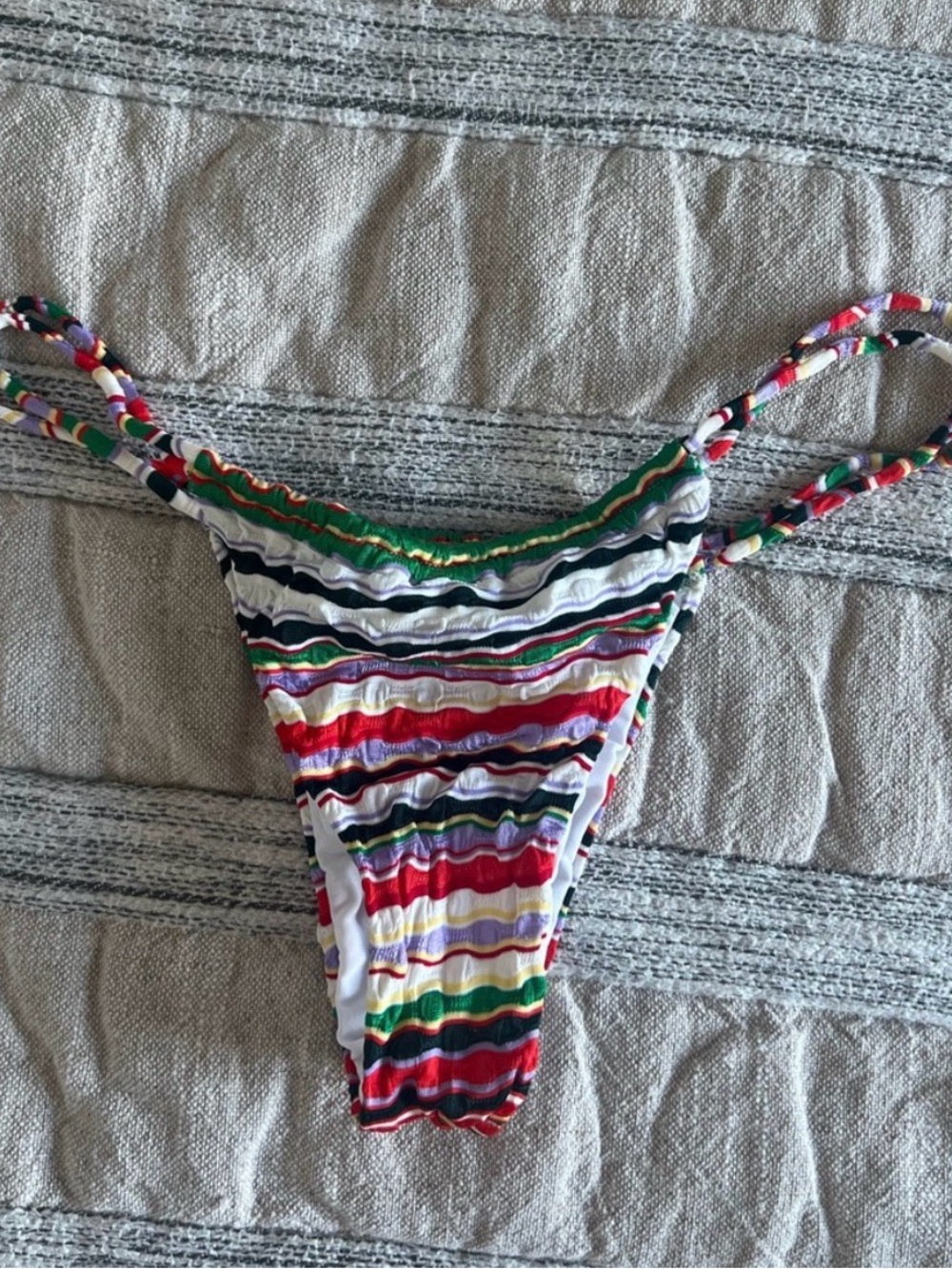 Striped Multicolor Scrunch Bikini Bottom